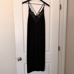 Black Lace Trim Slip Dress